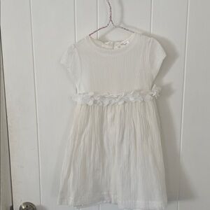 Chateau de Sable Charming White Kids Dress with Floral Detail